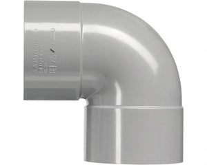 Grijze MARTENS PVC bocht 87 graden met aan beide zijden een lijmmof, diameter 110 mm.