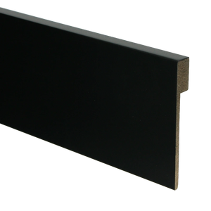 Moderne zwarte overzetplinten RAL 9005 van MDF V313 voor renovatie zonder sloopwerk.
