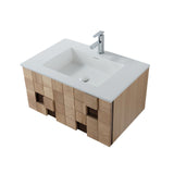 Mimoza wastafelonderkast licht eiken met 3D-reliëf, greeploze lade en essenfineer afwerking.