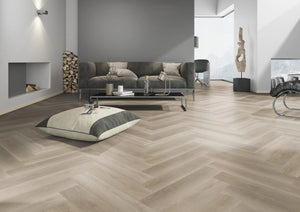 Soft Oak Greige Visgraat PVC - Rigid Klik - 122 x 610 mm