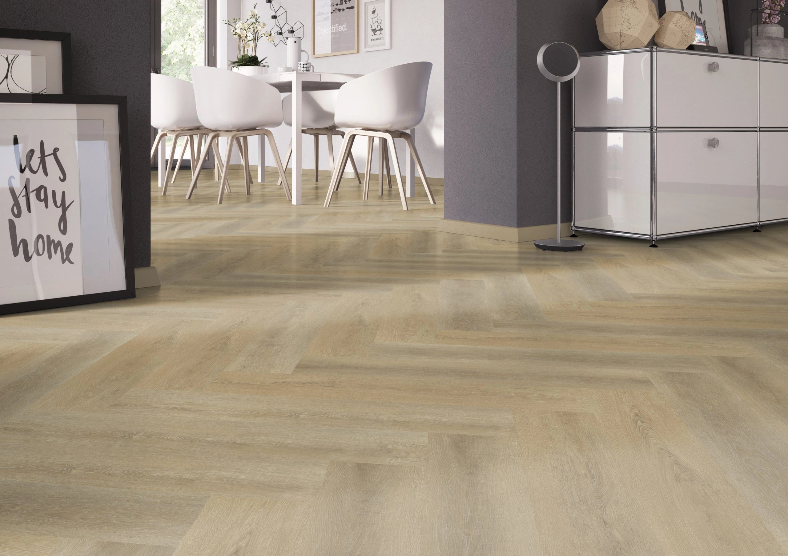 Oneflor Sawcut Oak Natural visgraat PVC klikvloer rigid core 4.5mm natuurlijke eikenlook - Bouwshop Utrecht