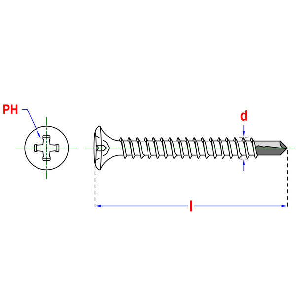 PGB-Fasteners snelbouwschroeven 3,9x45mm gefosfateerd met fijne draad in vensterdoos.