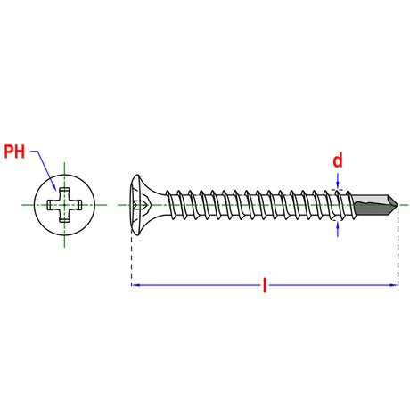 PGB-Fasteners snelbouwschroeven 3,9x45mm gefosfateerd met fijne draad in vensterdoos.
