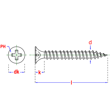 PGB-Fasteners snelbouwschroeven 3,5x45mm gefosfateerd met fijne draad in vensterdoos.
