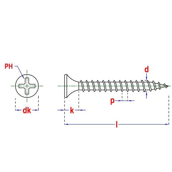 PGB-Fasteners snelbouwschroeven 3,5x25mm gefosfateerd met fijne draad in vensterdoos.