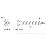 PGB-Fasteners snelbouwschroeven 3,5x25mm gefosfateerd met fijne draad in vensterdoos.