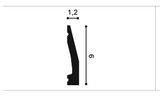 SX159 - Vloer Plint - L 200 x H 6 x B 1,2 cm - Duropolymer