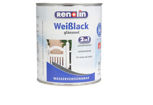 Renolin - Weißlack glänzend 2in1 – Hochdeckende Grundierung und Lack für Innen & Außen