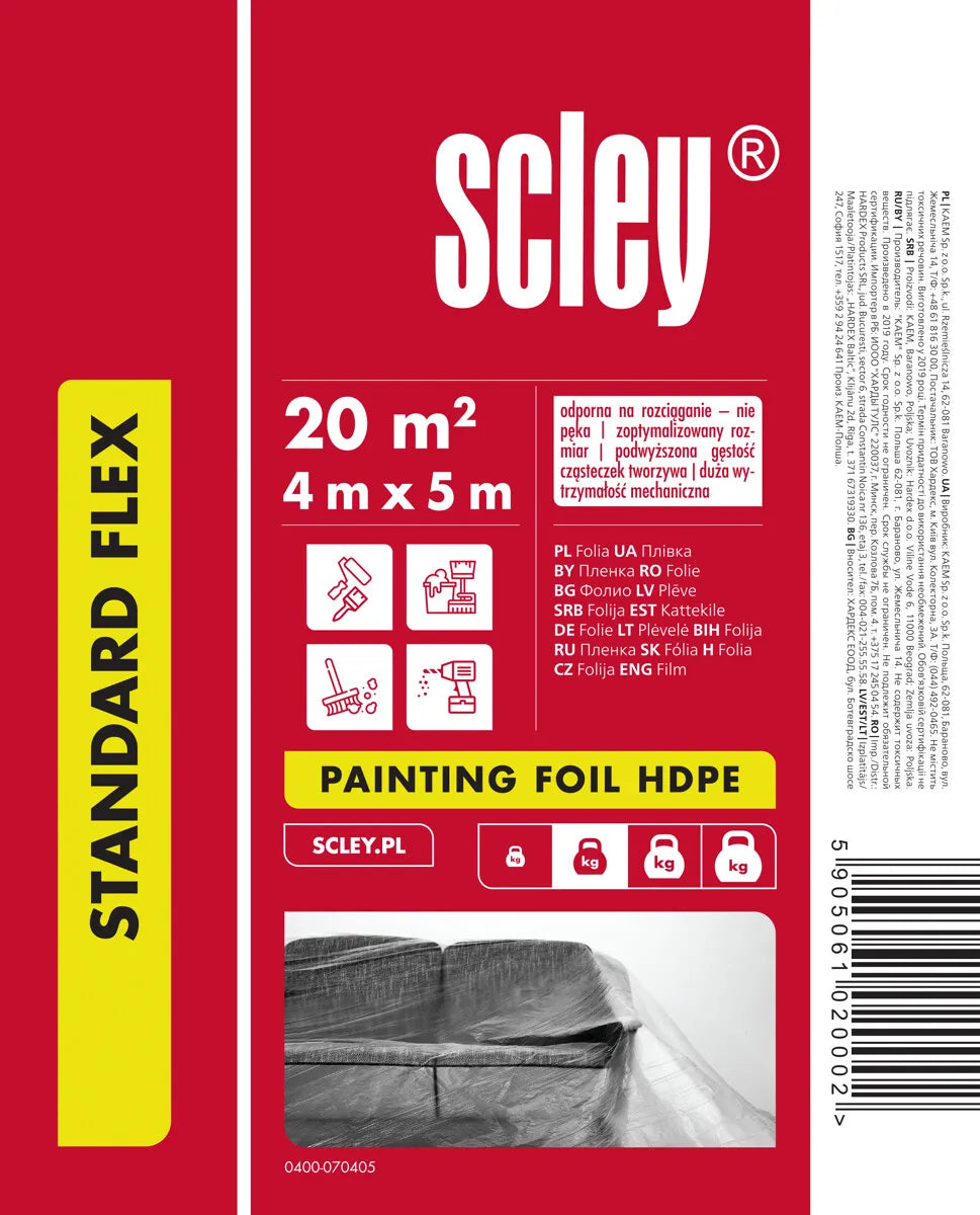 Scley - Beschermfolie - 20m2 - 4 x 5 m - Flexibel - 3 stuks