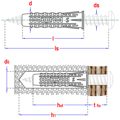 Smart XUP nylon universeelplug 5x25 grijs met 4 spreidzones in vensterdoos.
