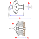 Grijze Smart nylon hollewandpluggen type PCA met brede kraag in vensterdoos van 25 stuks.
