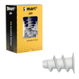 Witte korte zelfborende gipsplaatplug van Smart, 22mm lengte, voor montage in gipskarton.