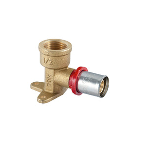 TDM Brass pers muurplaat 1/2 inch binnendraad x 16mm voor meerlagenbuis alu-pex met RVS pershuls - Bouwshop Utrecht