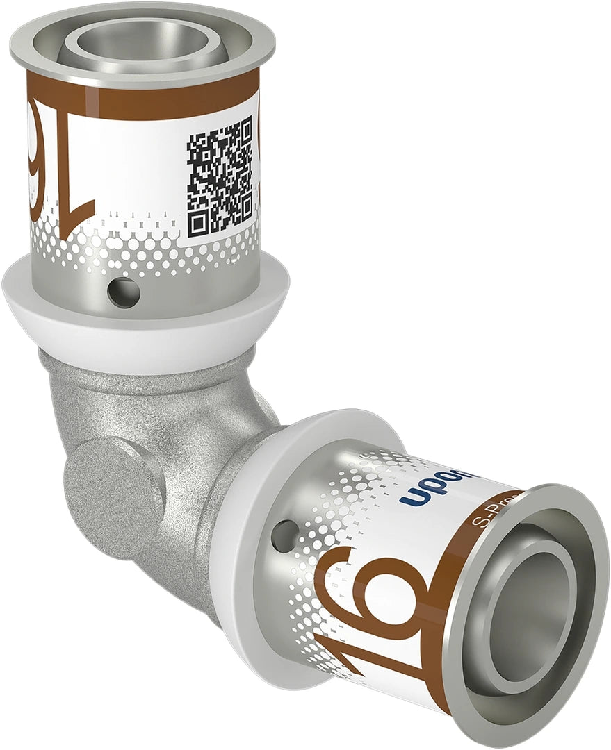 Uponor S-Press Plus Persbocht 90° – 16 mm Messing Vertind
