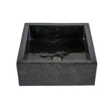 Vierkante Natuurstenen Waskom 40x40x15cm – Zwart, Gepolijst