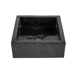 Quadratisches Natursteinwaschbecken 40x40x15cm – Schwarz, Poliert