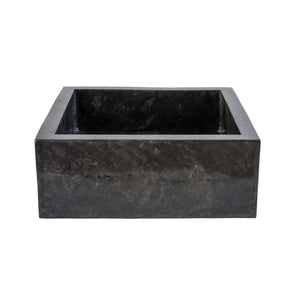 Quadratisches Natursteinwaschbecken 40x40x15cm – Schwarz, Poliert