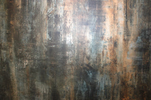 Exclusief design wandpaneel Midnight Masterpiece met abstracte donkere kleurenmix en gouden/diepblauwe accenten.