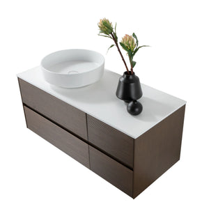 Wonda mat wit kunstmarmeren tablet voor badkamermeubel, beschikbaar in 80cm en 120cm breedte.