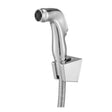 Aloni bidethanddouche set uitgevoerd in chroom met flexibele metalen slang en wandbevestiging.