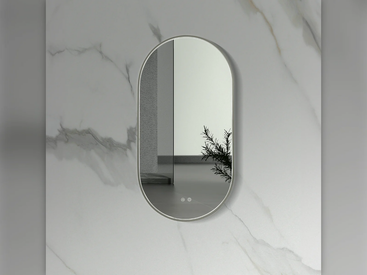 ALONI Avalo Ovale LED Spiegel 50 x 100 cm Mat Zwart, Gunmetal of Koper Anti-Condens Touch - foto 3