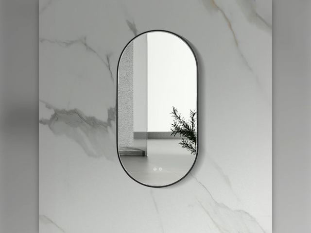 ALONI Avalo Ovale LED Spiegel 50 x 100 cm Mat Zwart, Gunmetal of Koper Anti-Condens Touch