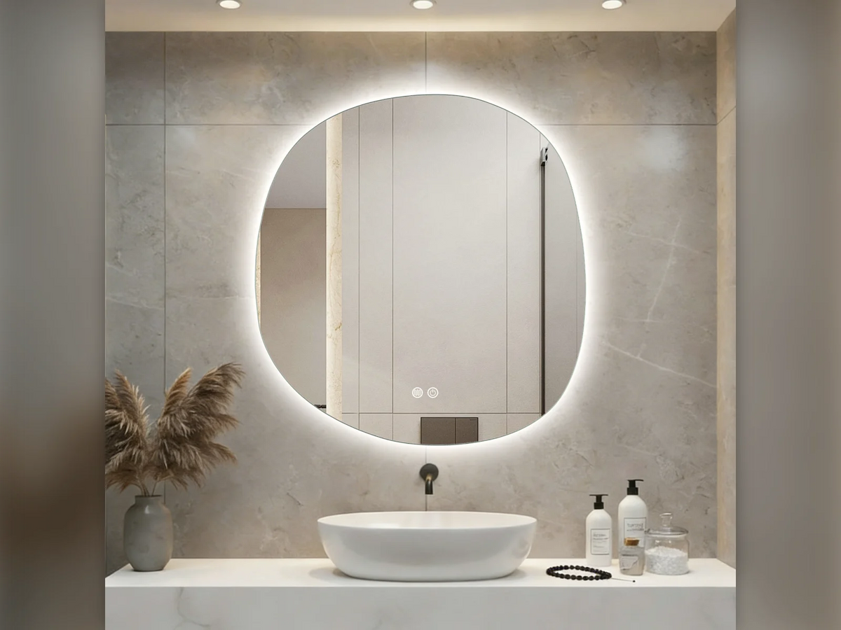 ALONI Pebble LED Spiegel Organische Vorm 80 x 85 cm Dimbaar Anti-Condens 3000-6000K
