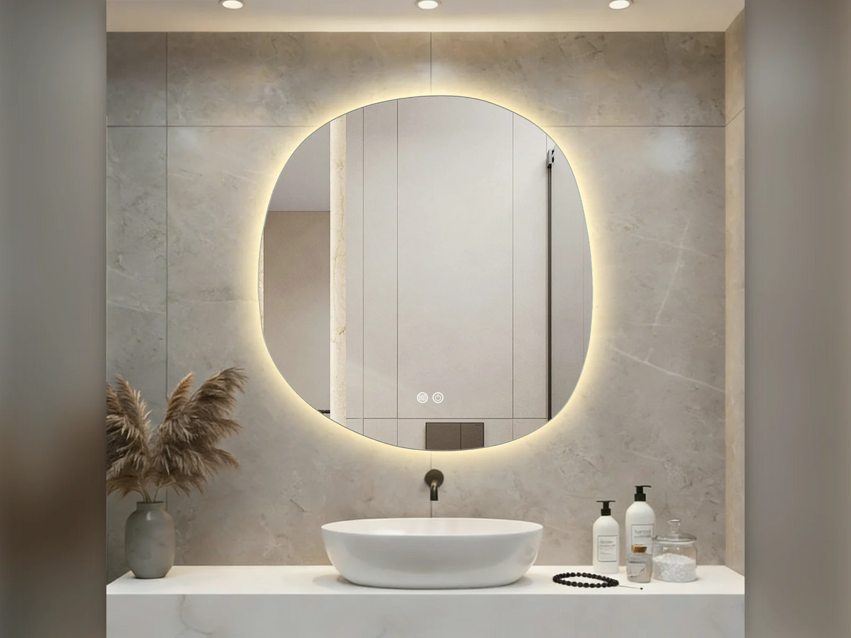 ALONI Pebble LED Spiegel Organische Vorm 80 x 85 cm Dimbaar Anti-Condens 3000-6000K - foto 3