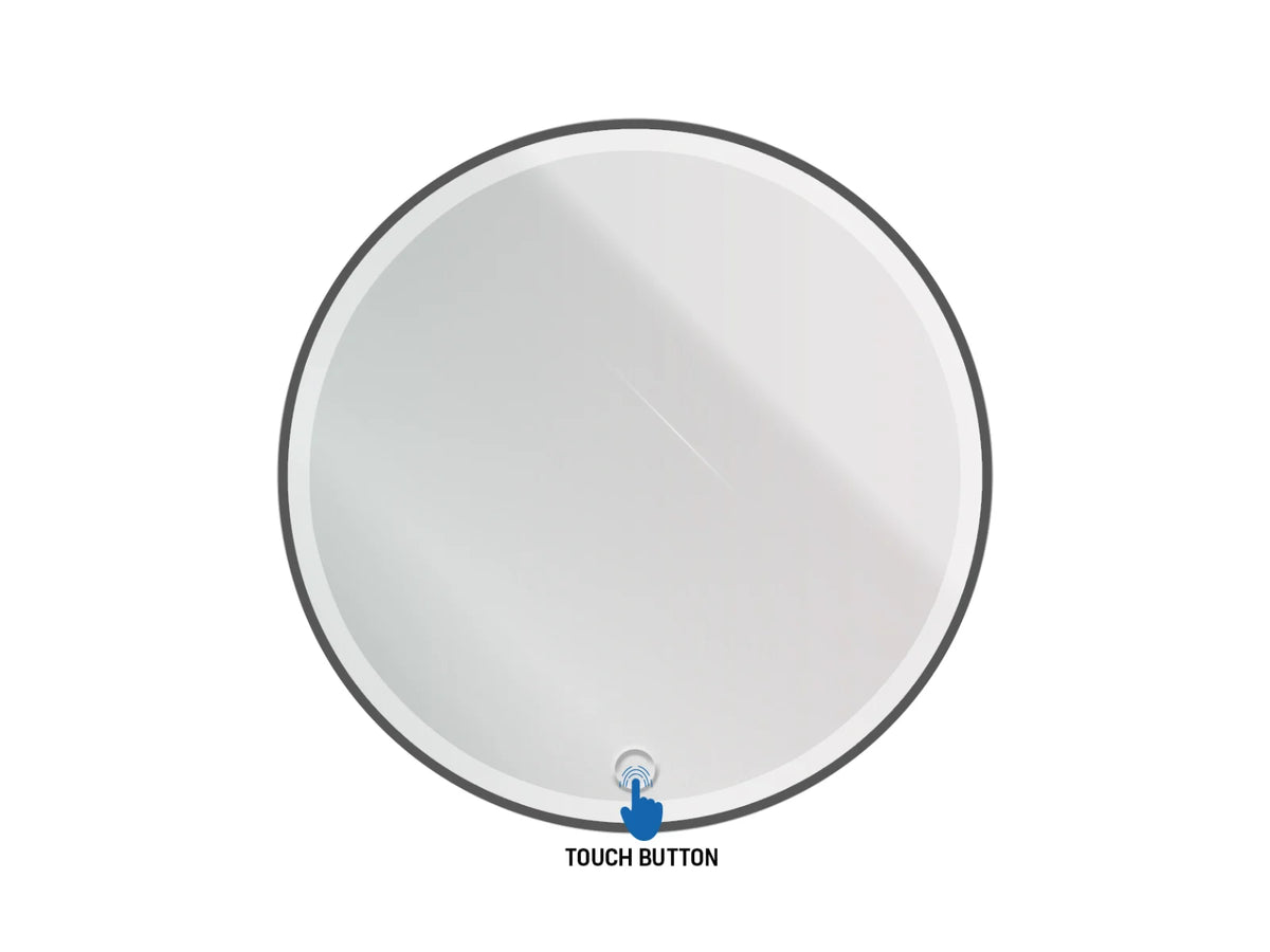 ALONI Omega Ronde LED Spiegel Ø 80 cm Mat Zwarte Lijst 3500-6500K Touch