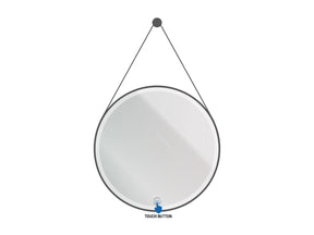 ALONI Beltia Ronde LED Spiegel met Leren Band Ø 60 of 80 cm Mat Zwart 3500-6500K Touch