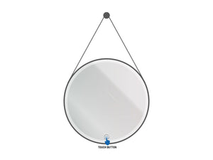 ALONI Beltia Ronde LED Spiegel met Leren Band Ø 60 of 80 cm Mat Zwart 3500-6500K Touch