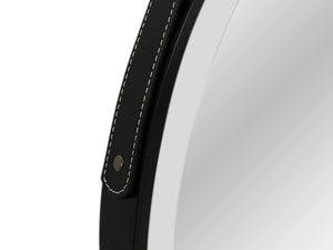ALONI Beltia Ronde LED Spiegel met Leren Band Ø 60 of 80 cm Mat Zwart 3500-6500K Touch - foto 3