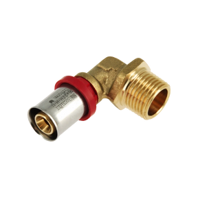 Bonfix Alu-pers kniekoppeling buitendraad 1/2" x 16 mm, geschikt voor meerlagenbuis.