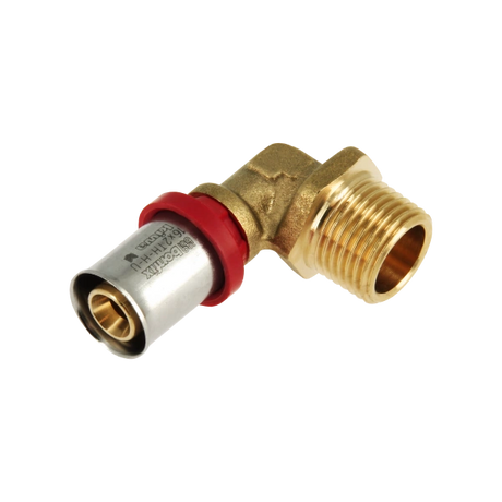 Bonfix Alu-pers kniekoppeling buitendraad 1/2" x 16 mm, geschikt voor meerlagenbuis.