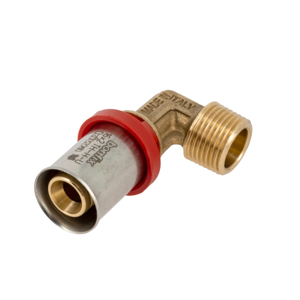 Bonfix Alu-pers kniekoppeling buitendraad 3/8" x 16 mm, geschikt voor meerlagenbuis.