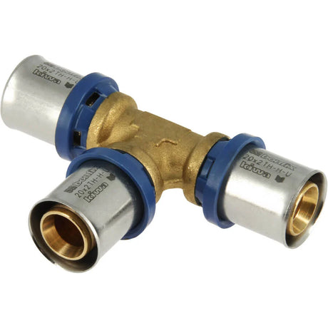 BONFIX Alu-pers messing perskoppeling T-stuk 20 x 20 x 20 mm met RVS pershuls en LBP-functie.