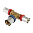 BONFIX messing perskoppeling T-stuk verlopend 16mm x 20mm x 16mm met RVS pershuls.