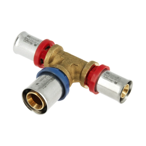 BONFIX messing perskoppeling T-stuk verlopend 16mm x 20mm x 16mm met RVS pershuls.