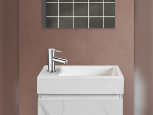 ALONI Fontein 40 x 22,5 cm Kunstmarmer Kraangat Links of Rechts Glanzend Wit, Mat Wit of Mat Zwart - foto 4
