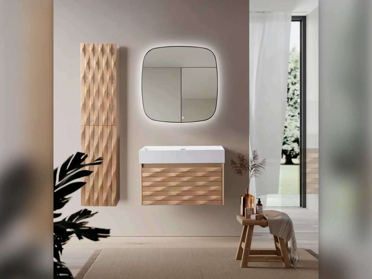 ALONI Wonda Square Wastafel 80 cm of 120 cm Dubbel Kunstmarmer Mat Wit Zonder Kraangat - foto 3