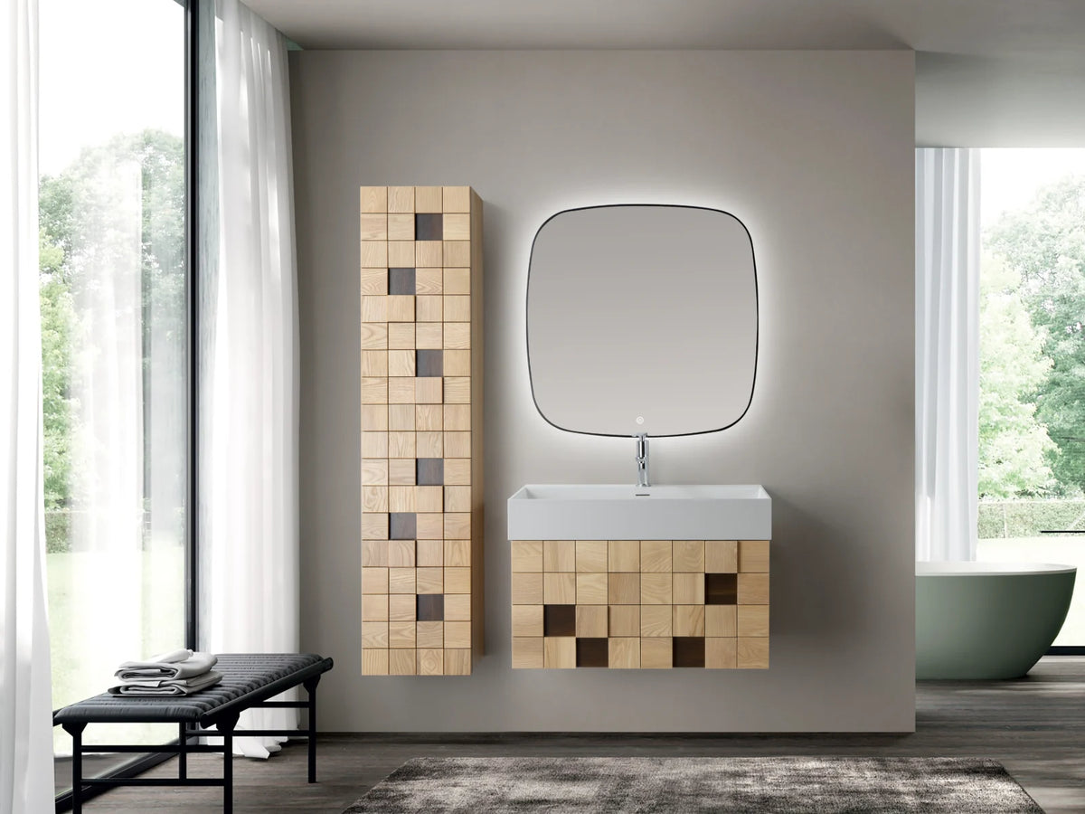 ALONI Wonda Square Wastafel 80 cm of 120 cm Dubbel Kunstmarmer Mat Wit Zonder Kraangat - foto 4