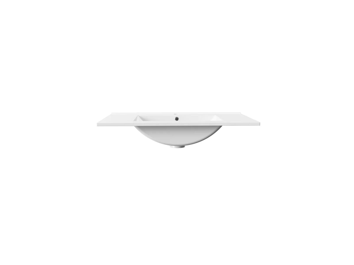 ALONI Hayat Wastafel 60 of 80 cm Kunstmarmer 1 Kraangat Overloop Glanzend Wit - foto 2