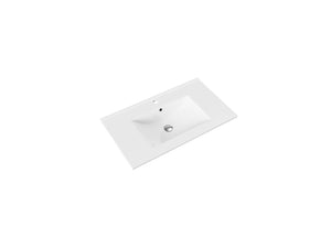 ALONI Hayat Wastafel 60 of 80 cm Kunstmarmer 1 Kraangat Overloop Glanzend Wit - foto 5