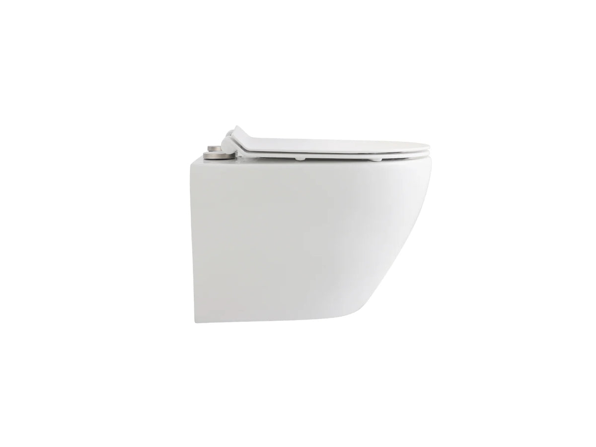 ALONI Eco Hangtoilet Randloos Compact 49 cm Inclusief Softclose Zitting Glanzend Wit - foto 2