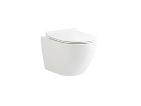 ALONI Eco Hangtoilet Randloos Compact 49 cm Inclusief Softclose Zitting Glanzend Wit