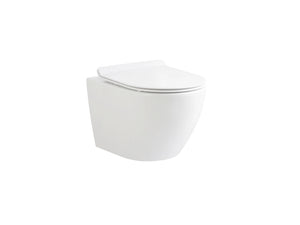 ALONI Eco Hangtoilet Randloos Compact 49 cm Inclusief Softclose Zitting Glanzend Wit