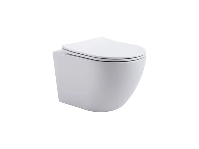 ALONI Pro Hangtoilet 360° Flush Randloos Compact 49 cm Softclose Zitting Wit, Mat Wit of Mat Zwart