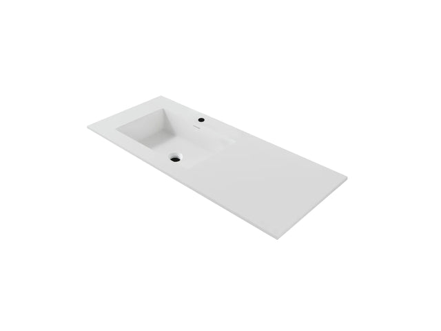 ALONI Wonda Square Slim Wastafel 120 cm Wasbak Links Kunstmarmer Mat Wit