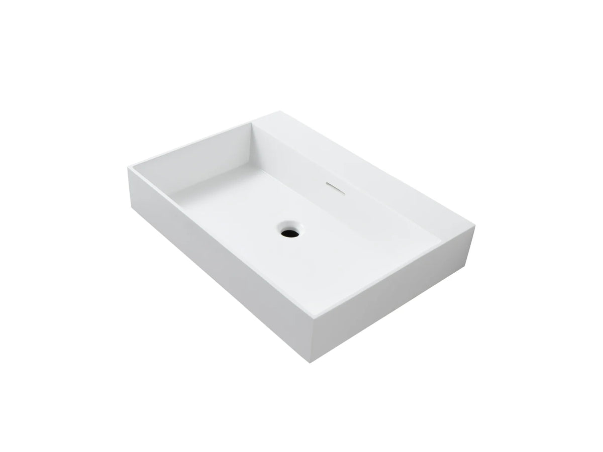 ALONI Wonda Square Wastafel 80 cm of 120 cm Dubbel Kunstmarmer Mat Wit Zonder Kraangat