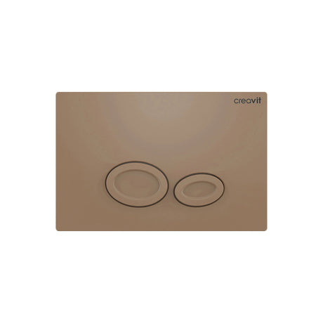 Creavit rechthoekig bedieningspaneel mat cappuccino met twee spoelknoppen voor inbouwreservoir.